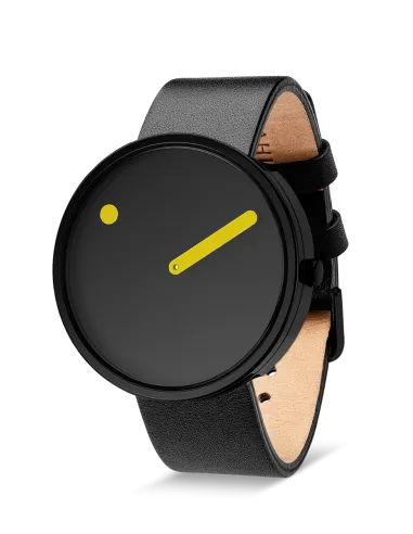 PICTO | 40 mm / Black dial / Black leather strap
