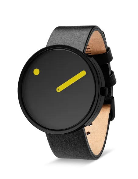 PICTO | 40 mm / Black dial / Black leather strap