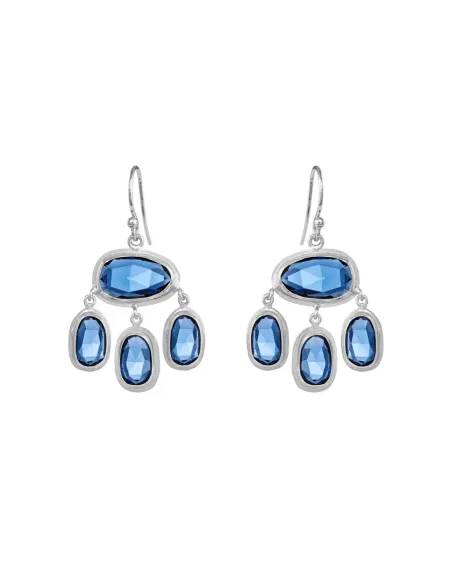 Susanne Friis Bjørner | Sølvøreringe chandelier med London blå krystal / Style no: 5726-1-174