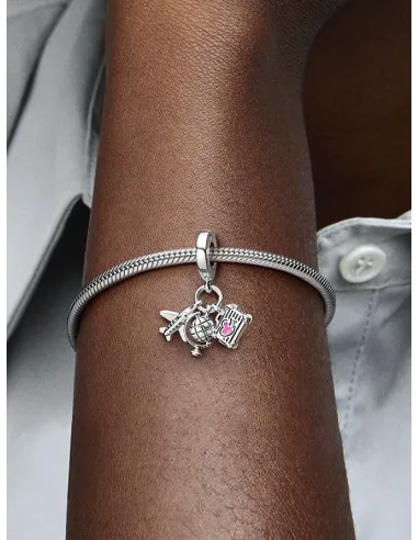 PANDORA | Flyvemaskine, Globus og Kuffert Charm med vedhæng Sterlingsølv