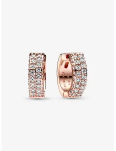 PANDORA | Pandora Timeless Pavé Dobbeltradede Creoler Forgyldt med rosaguld i 14 kt.