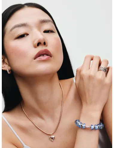 PANDORA | Pandora Timeless Pavé Dobbeltradede Creoler Forgyldt med rosaguld i 14 kt.