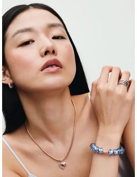 PANDORA | Pandora Timeless Pavé Dobbeltradede Creoler Forgyldt med rosaguld i 14 kt.