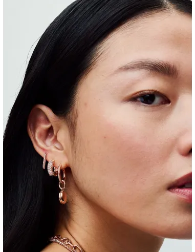 PANDORA | Pandora Timeless Pavé Dobbeltradede Creoler Forgyldt med rosaguld i 14 kt.