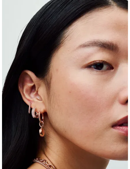 PANDORA | Pandora Timeless Pavé Dobbeltradede Creoler Forgyldt med rosaguld i 14 kt.