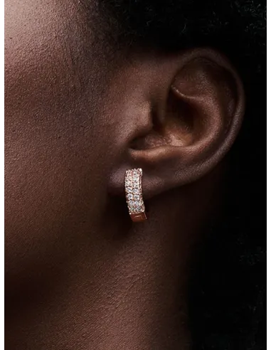 PANDORA | Pandora Timeless Pavé Dobbeltradede Creoler Forgyldt med rosaguld i 14 kt.