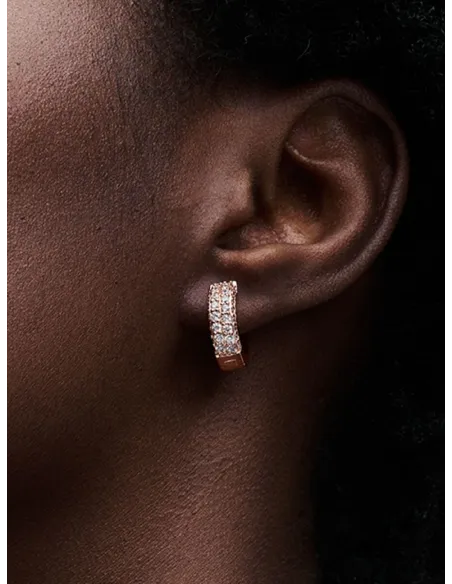 PANDORA | Pandora Timeless Pavé Dobbeltradede Creoler Forgyldt med rosaguld i 14 kt.