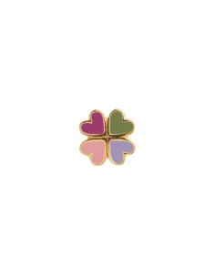 STINE A | Love Heart Clover Enamel Earring Pink Fuschia - Single