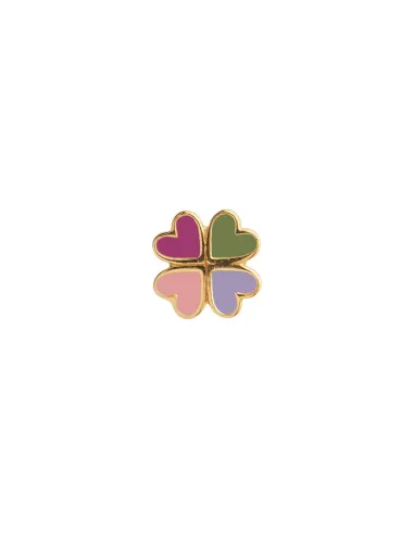 STINE A | Love Heart Clover Enamel Ørering Pink Fuschia - Single