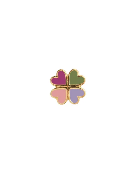 STINE A | Love Heart Clover Enamel Ørering Pink Fuschia - Single STINE A | Love Heart Clover Enamel Ørering Pink Fuschia - Single