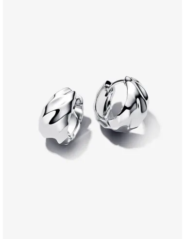Pandora | Rillede Små Creoler Sterlingsølv