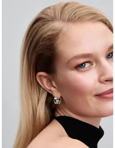 Pandora | Rillede Små Creoler Sterlingsølv