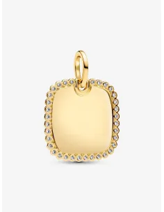 PANDORA | Firkantet Tag Vedhæng til Indgravering 14 kt. guldbelægning