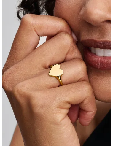 Pandora | Indgraverbar Hjertering 14 kt. guldbelægning