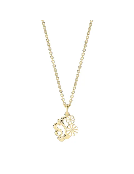 Lund Copenhagen | Marguerit collier filigran 7,5+ 5mm 24kt forgyldt hvid emalje