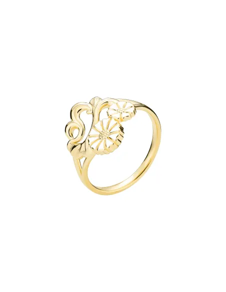 LUND COPENHAGEN | Marguerit ring filigran 1x7,5mm og 1x5mm 24kt forgyldt hvid emalje