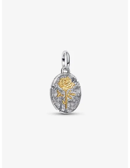 PANDORA | Rose Medaljoncharm Sterlingsølv, 14 kt. guldbelægning PANDORA | Rose Medaljoncharm Sterlingsølv, 14 kt. guldbelægning