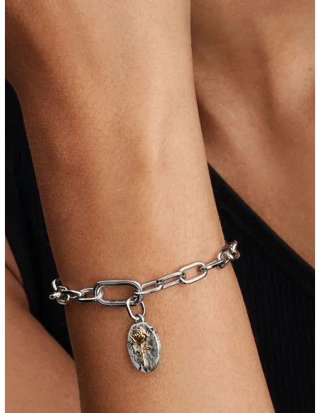 PANDORA | Rose Medaljoncharm Sterlingsølv, 14 kt. guldbelægning PANDORA | Rose Medaljoncharm Sterlingsølv, 14 kt. guldbelægning