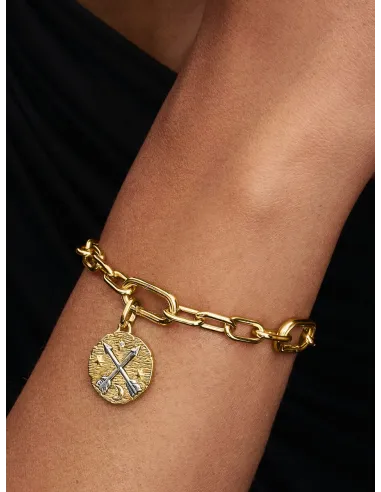 PANDORA | Krydsende Pile Medaljoncharm Sterlingsølv, 14 kt. guldbelægning