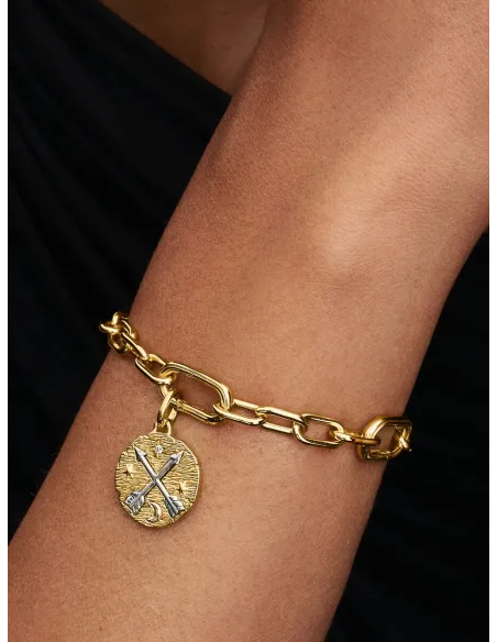 PANDORA | Krydsende Pile Medaljoncharm Sterlingsølv, 14 kt. guldbelægning PANDORA | Krydsende Pile Medaljoncharm Sterlingsølv, 14 kt. guldbelægning