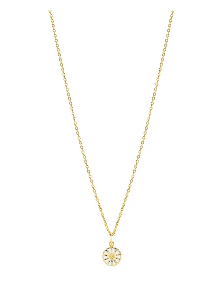 LUND COPENHAGEN | Marguerit collier 9mm 24 kt forgyldt hvid emalje
