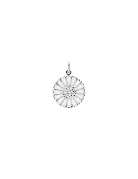 LUND COPENHAGEN | Marguerit vedhæng 18mm hvid emalje