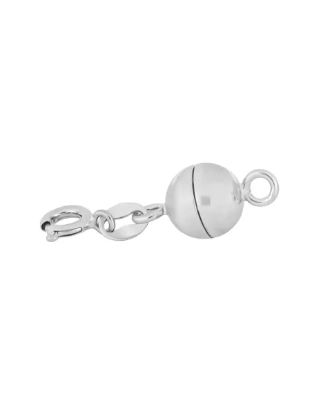Siersbøl | Rhod. Sølv magnet perlelås 8mm m. fjederring