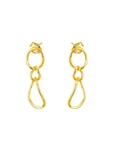 SUSANNE FRIIS BJØRNER | Øreringe forgyldt sølv, 3 blanke tvistede led i forskellige størrelser