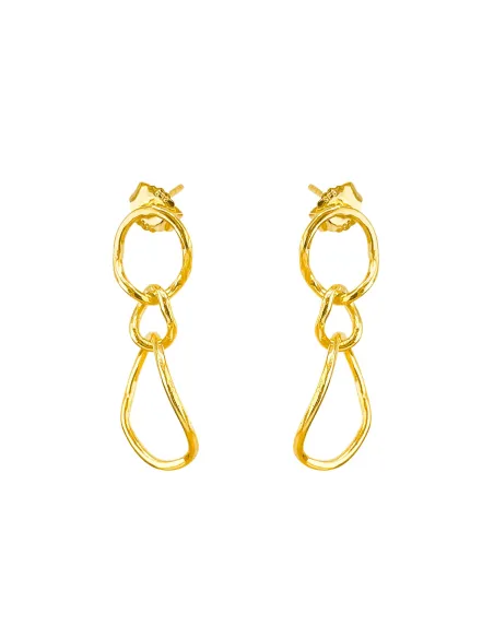 SUSANNE FRIIS BJØRNER | Øreringe forgyldt sølv, 3 blanke tvistede led i forskellige størrelser
