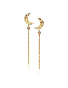 HEIRING | MOON ørering med månesten og kæder forgyldt