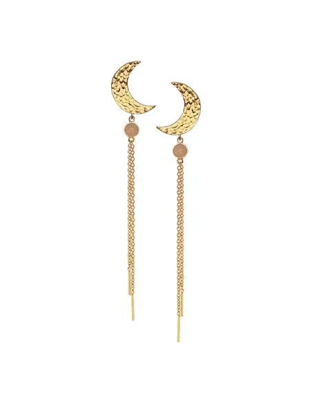 HEIRING | MOON ørering med månesten og kæder forgyldt