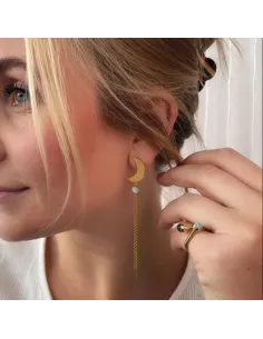 HEIRING | MOON ørering med månesten og kæder forgyldt 2