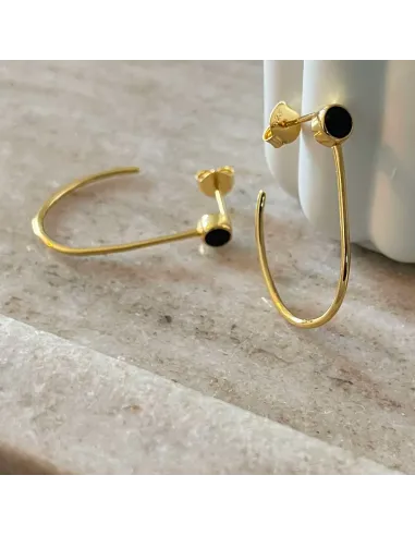 NXT.H BY HEIRING | ØRERINGE MED SORTE ZIRKONIA FORGYLD