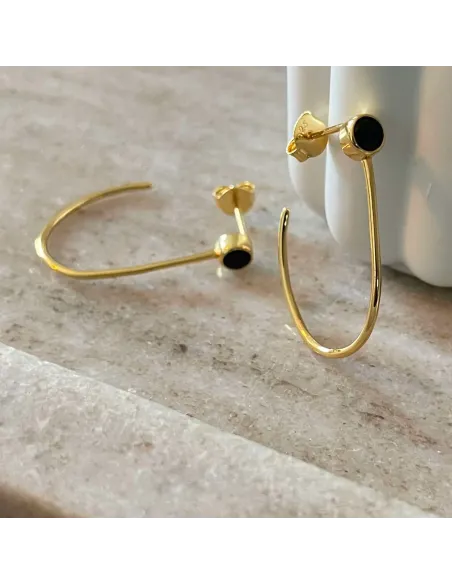 NXT.H BY HEIRING | ØRERINGE MED SORTE ZIRKONIA FORGYLD