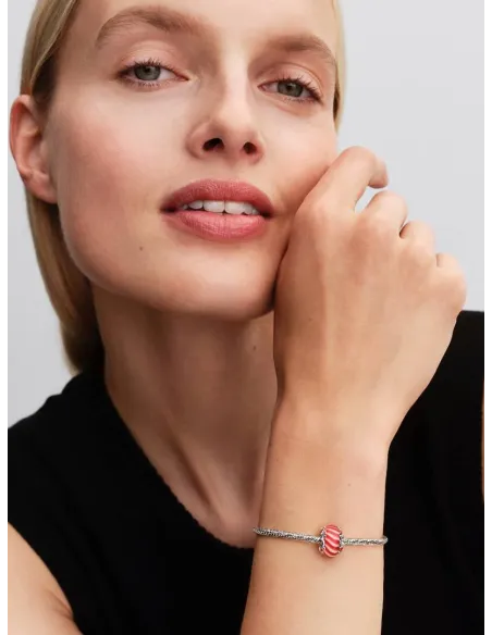 Pandora Julemagi Muranoglas Charm i rød med gylden folie og julemotiver