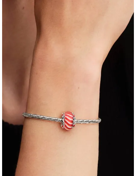 Pandora Julemagi Muranoglas Charm i rød med gylden folie og julemotiver