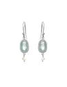 SUSANNE FRIIS BJØRNER | Ørering (bøjle), sølv, facet grøn kvarts med lille hvid ferskvandsperle