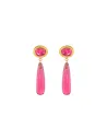 SUSANNE FRIIS BJØRNER | Ørering (stik), forgyldt sølv, facet top med lang glat dråbe i pink krystal