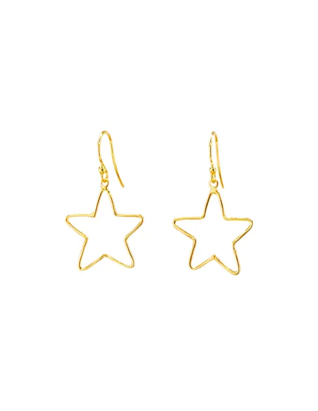 SUSANNE FRIIS BJØRNER | Ørering (bøjle), forgyldt sølv, 20 mm åben søstjerne i hamret overflade