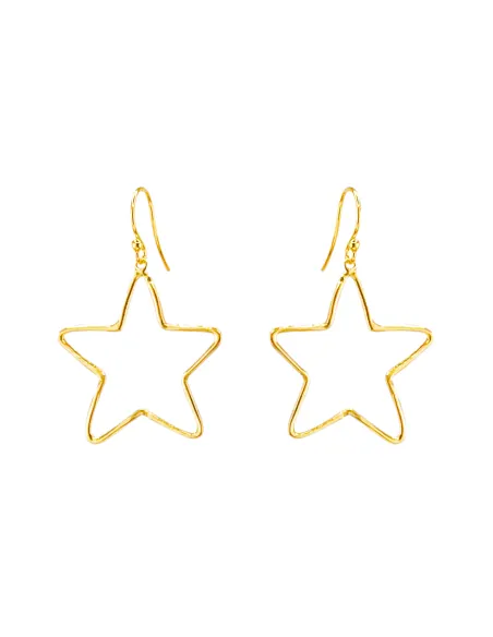 SUSANNE FRIIS BJØRNER | Ørering (bøjle), forgyldt sølv, 30 mm åben søstjerne i hamret overflade