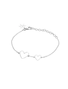SUSANNE FRIIS BJØRNER | Armbånd anker 16-20 cm, sølv, to små hjerter i 8 og 12 mm med hamret overflade