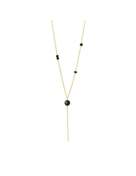 Susanne Friis Bjørner | Halskæde anker 46,5- 51,5 cm, forgyldt sølv, Y-kæde med sort agat, vedhænget ca. 6,5 cm langt