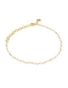 SUSANNE FRIIS BJØRNER | Armbånd 16-20 cm, forgyldt sølv, viklet 3-4 mm hvid ferskvandsperle