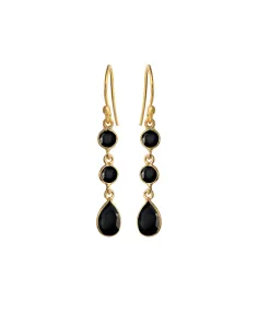 SUSANNE FRIIS BJØRNER | Ørering (bøjle), forgyldt sølv, 3 små facet sort agat