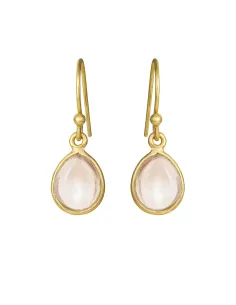 SUSANNE FRIIS BJØRNER | Ørering (bøjle), forgyldt sølv, 8x10 mm dråbe cabochon morganit krystal