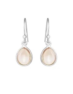 SUSANNE FRIIS BJØRNER | Ørering (bøjle), sølv, 8x10 mm dråbe cabochon morganit krystal