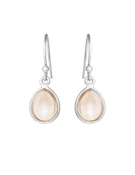 SUSANNE FRIIS BJØRNER | Ørering (bøjle), sølv, 8x10 mm dråbe cabochon morganit krystal