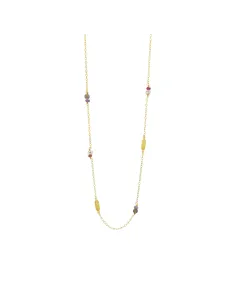 Susanne Friis Bjørner | Halskæde anker 40-45 cm, forgyldt sølv, ametyst, granat, naturfarvet ferskvandsperle, røgkvarts
