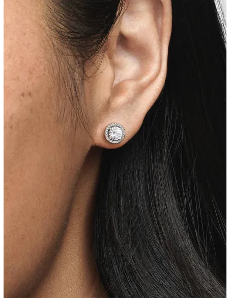 PANDORA | Runde Funklende Halo Ørestikker