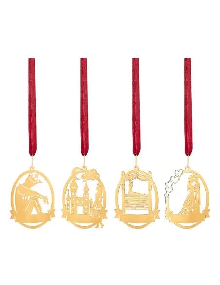 H.C. ANDERSEN | 4 stk. ophæng - Prinsessen på ærten - 18k fg